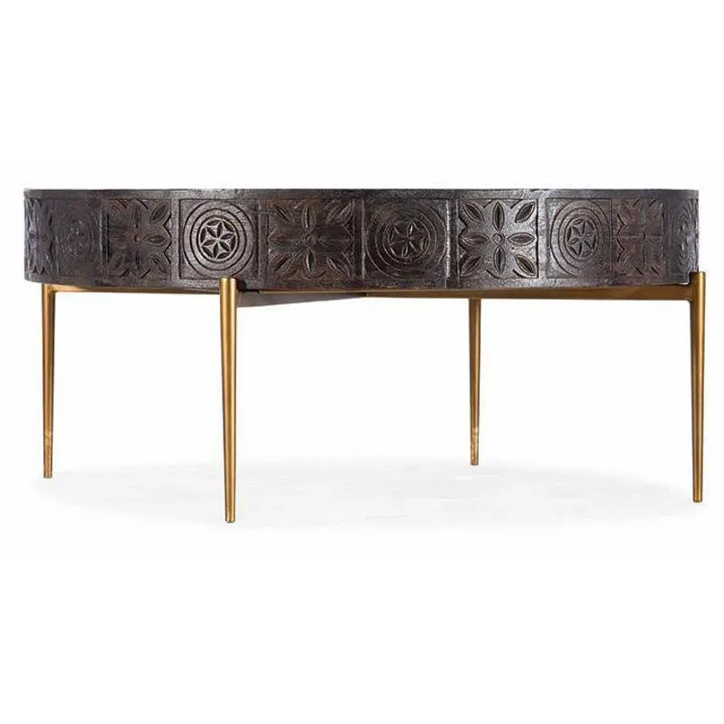 Commerce & Market Carved Round Cocktail Table