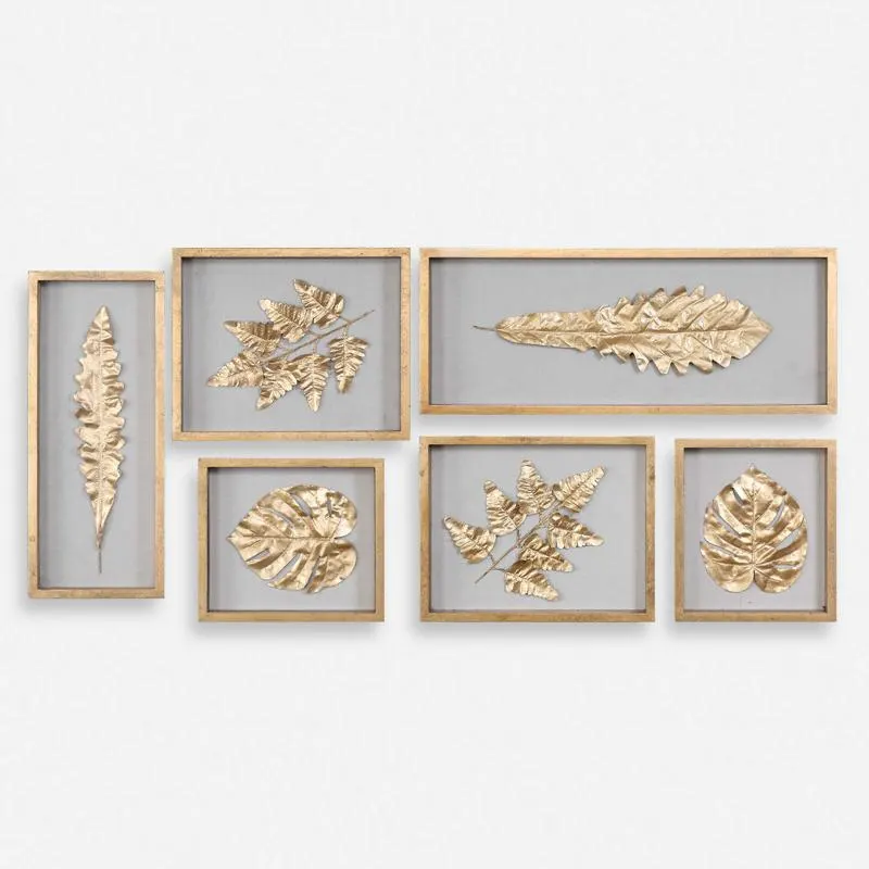 Golden Leaves Shadow Boxes - S/6
