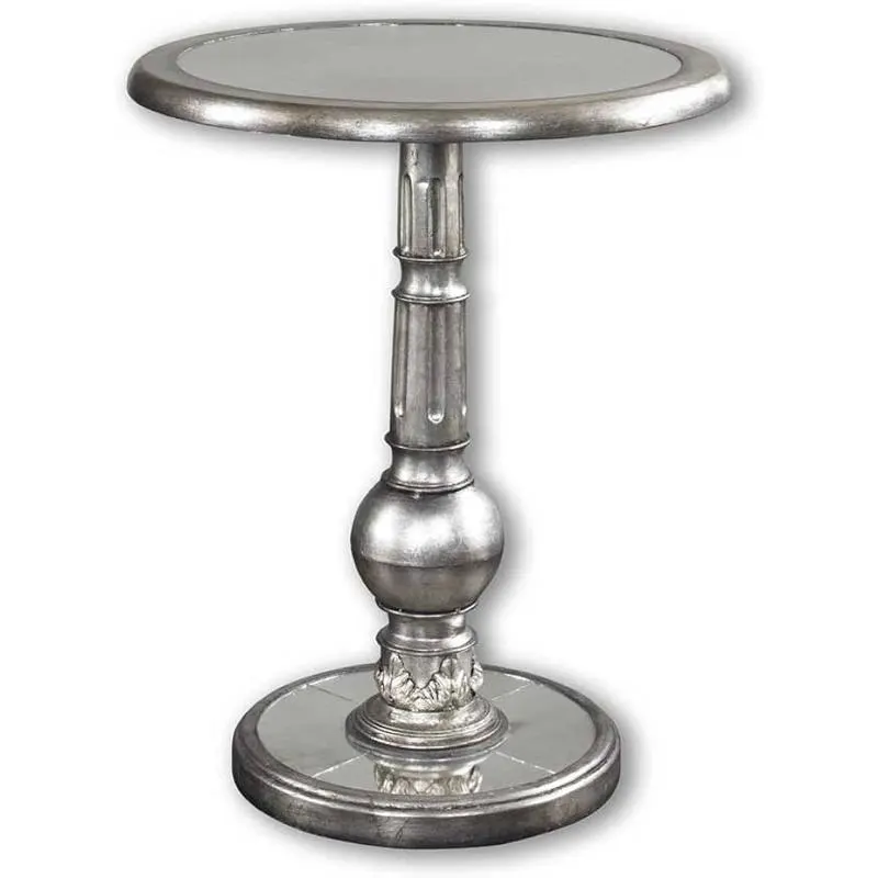 Brushed Silver Vaina Accent Table