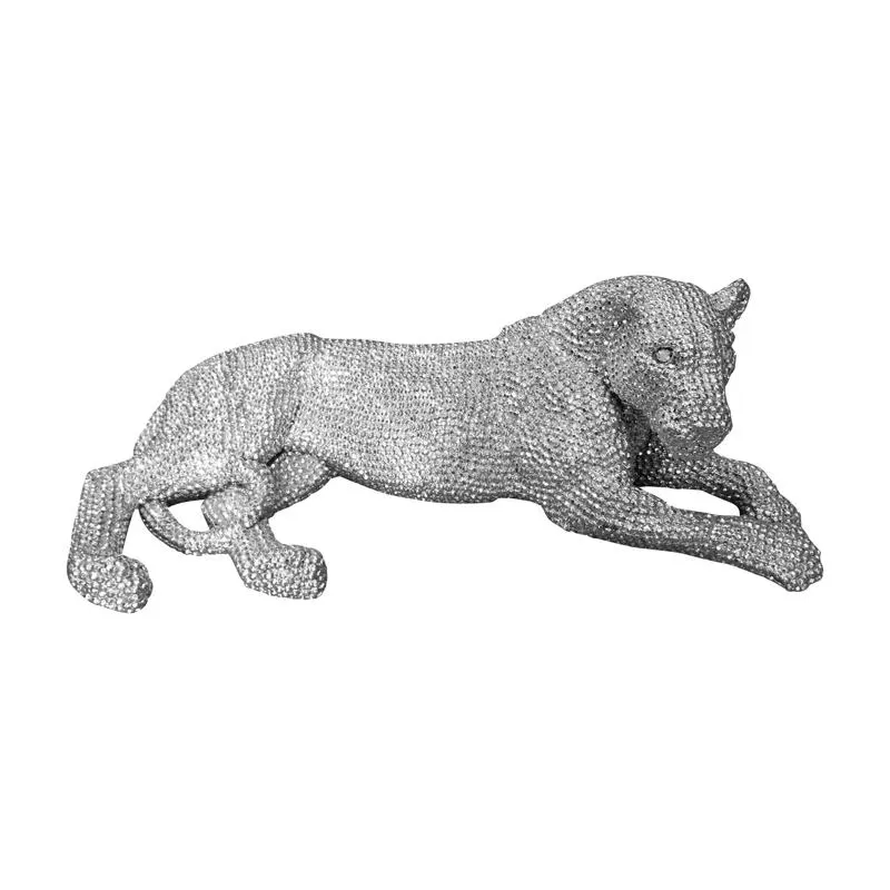 Panthera Statue Small Silver