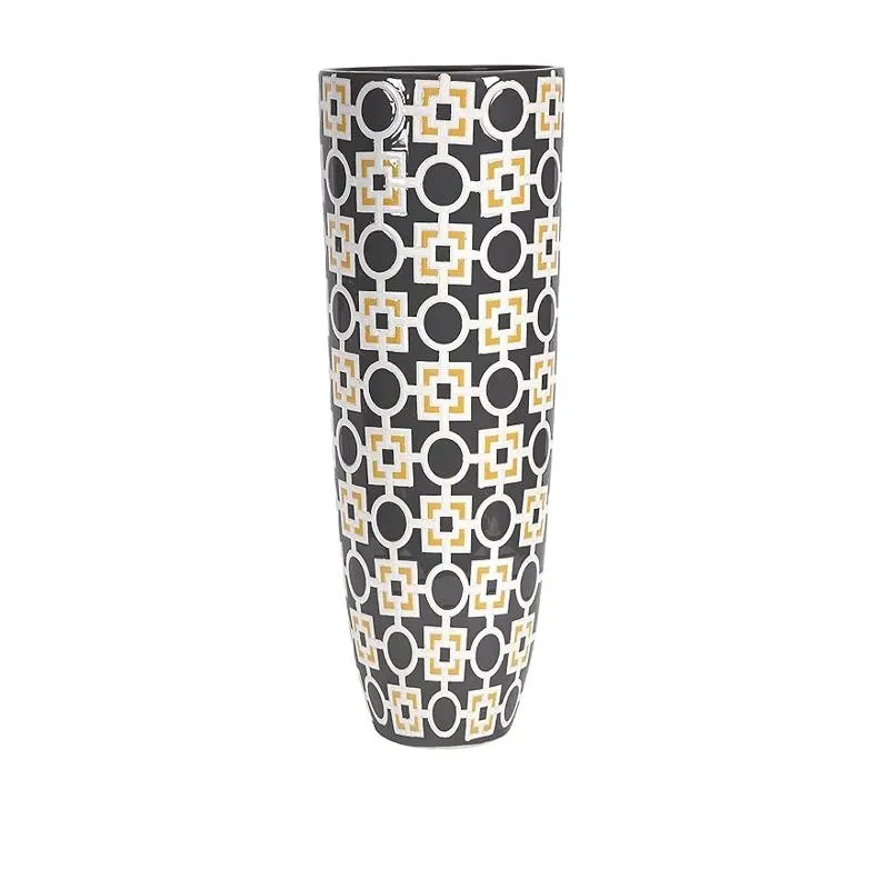Graphite Geometric Pattern Vase