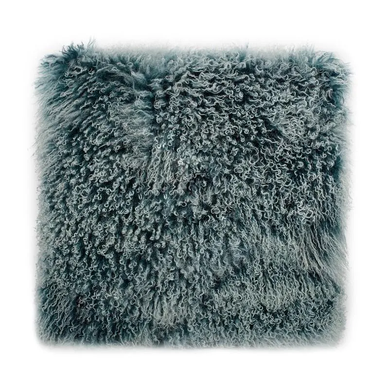 Lamb Fur Pillow Large Blue