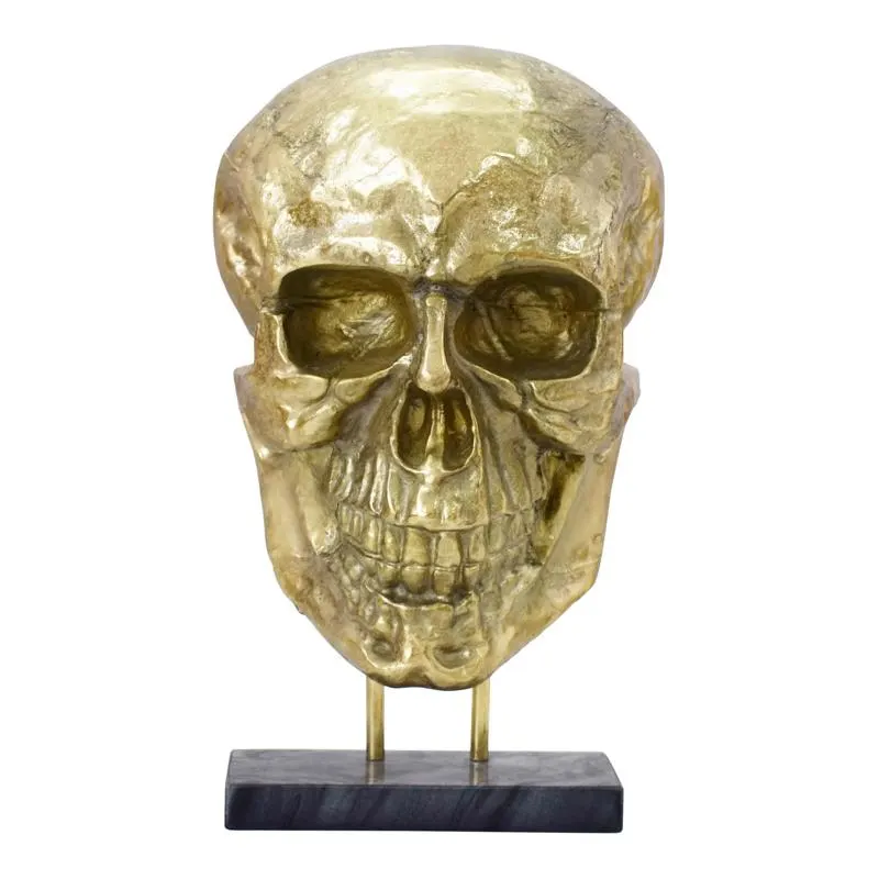 Braincase Skull Statue Gold
