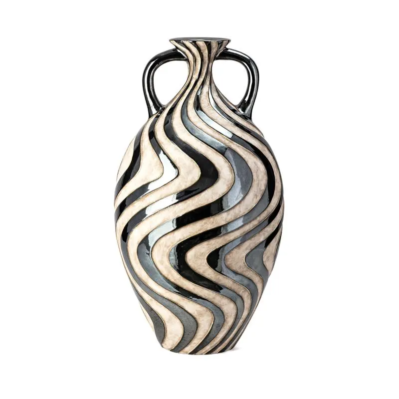 Leza Large Swirl Earthenware Vase