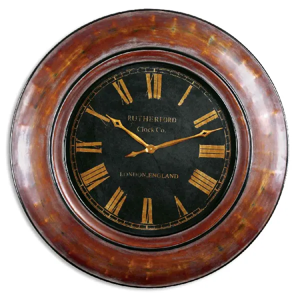 Tyrell Round Wall Clock in Walnut Brown