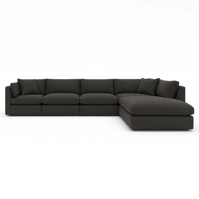 KUKA Fabric Sectional Sofa - Gris Charcoal