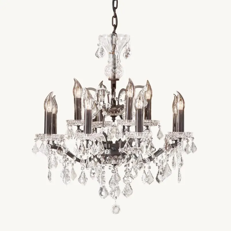 19TH C. Rococo Iron & Crystal Outdoor Chandelier