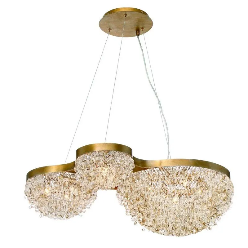 Long Mondo Clustered Crystal Orb Chandelier