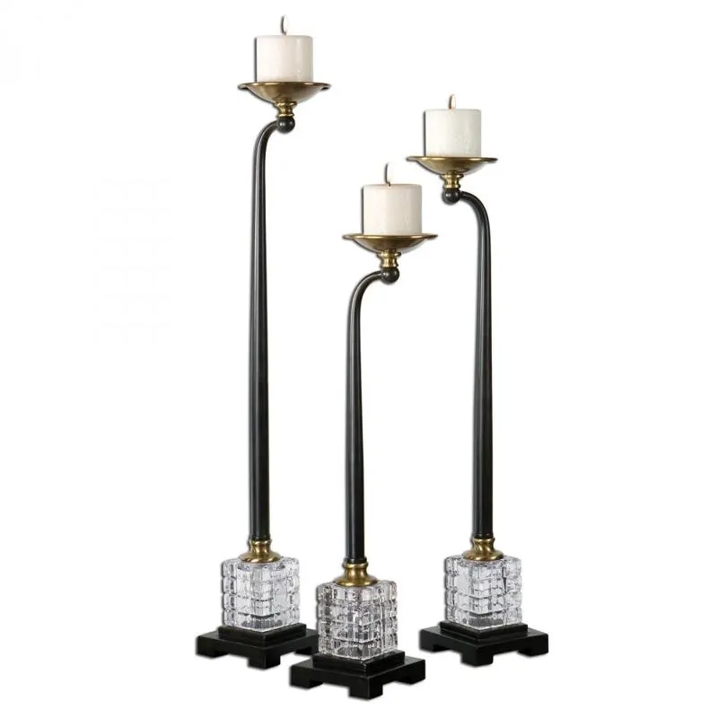 Ronduer Bronze Candleholders S/3