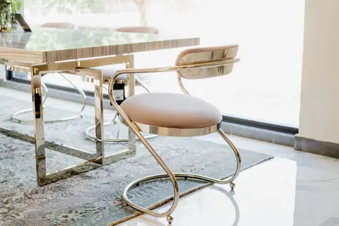 Dining set with gold chairs